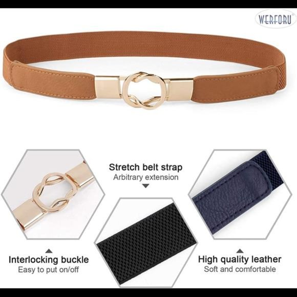 Women Skinny Belt for Dresses Retro Stretch Ladies Waist Belt Plus Size Set of 4